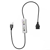 Cavo di prolunga con interruttore timer USB, 60 cm, 5 V, 2 A, con 3 temporizzazioni e impostazioni per ventola USB, striscia luminosa a LED