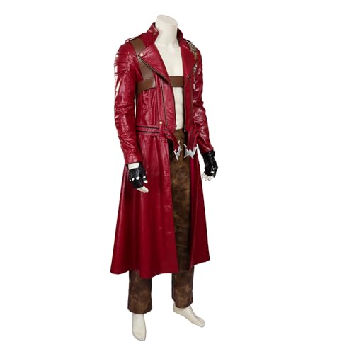 MZXDY Dante Cosplay Costume Game DMC 3 Deluxe Leather Battle Suit Jacket Trench Pants Adult Halloween Party Outfits