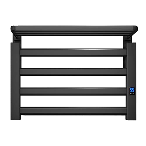 Toallas eléctricas Calentador con Estante Plegable de 80 W Stomer de Secado de Toallas calefactas Medona de 4 Bar Radiador de riel de Toalla con calefacción para baño Aleado de Aluminio Premium