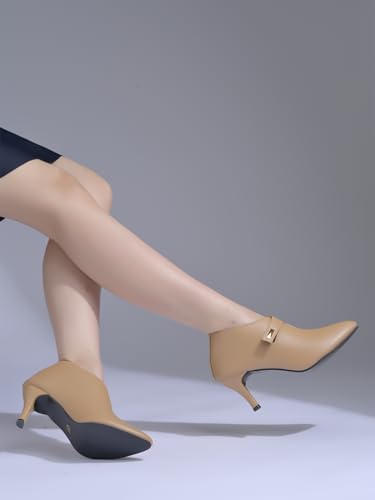 Image of Shoetopia Women's Pointed Toe Heeled Bellies - Elegant Slip-On Pumps with Strap Detail | Office Shoes