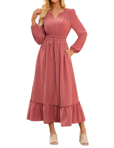 GRACE KARIN Women Long Sleeve A Line Flowy Dress Casual Crew Neck...