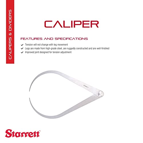 Starrett Caliper With High-Grade Steel Legs And Improved Joint Design For Tension Adjustment - 12" Size And Capacity, Firm-Joint Type, Flat Leg Style - 26-12 #TOP1
