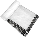 Bâche Transparente 1,5 x 2 m avec œillets Bâche imperméable en polyéthylène Transparent Résistante aux intempéries pour terrasse, Balcon, tonnelle, Meubles de Jardin, Corde Incluse