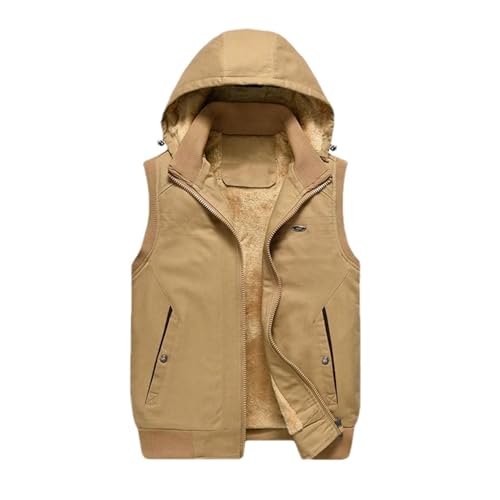 Chaleco con capucha de forro polar sin mangas para hombre abrigo de color sólido