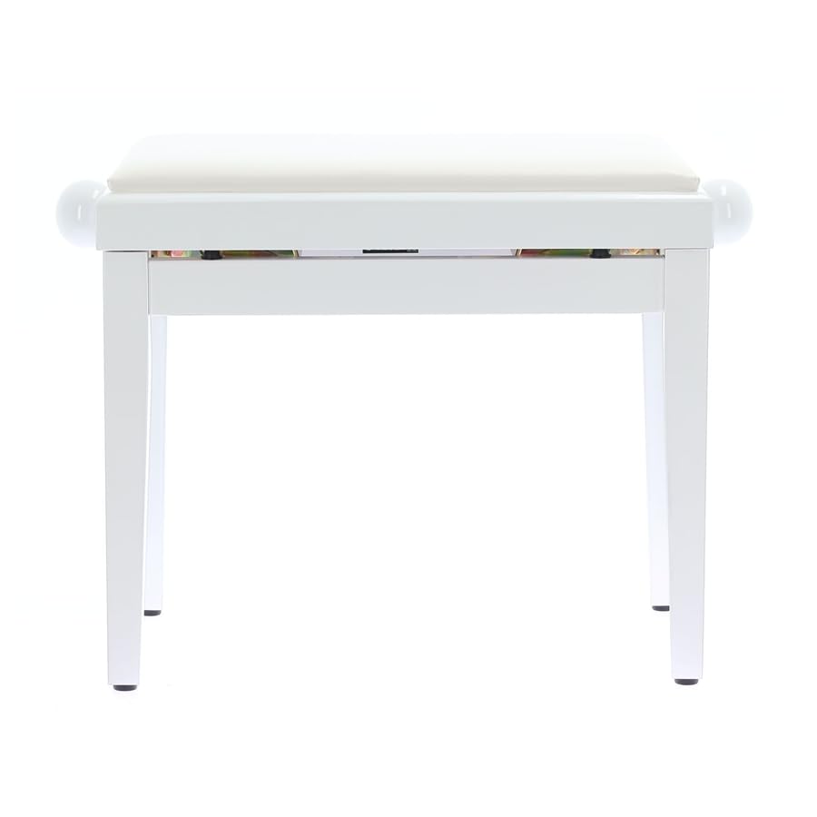 QUIK LOK – PB/100 WH L Panca in Legno Bianco Lucido per Pianoforte con Regolazione Manuale dell'Altezza e Seduta in Sky Bianco