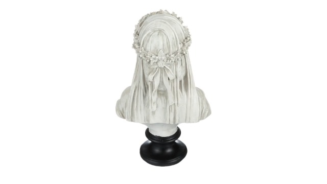 Design Toscano Veiled Maiden Indoor Bust Statue, 9 Inch Wide, 14 Inch Tall, Cast Stone Resin, Antiqued White Finish with a Black Painted Base