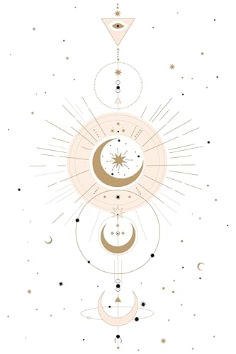 Impresión artística de pared con luna mística abstracta y estrellas para decoración en tamaño A4
