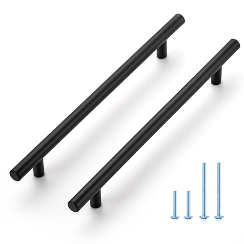 JOY DECOR 20 Pack 10 Inch Cabinet Pulls Kitchen Cabinet Handles with 7-1/2 Inch Hole Center Matte Black Cabinet Hardware Stainless Steel Kitchen Drawer Pulls for Cabinets Cupboard, 192mm Hole Centers