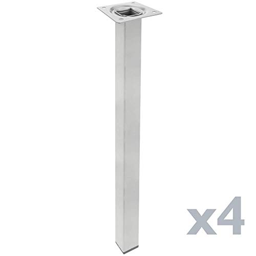 PrimeMatik - Pies Cuadrados para Mesa y Mueble. Patas en Acero Gris de 75cm 4-Pack