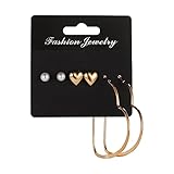 Mujeres Pendientes Madre Valentín Presenta 3 Parejas Pendientes de aro para Mujeres Pequeños Grandes aretes de aretes Juego de Pendientes de Moda para la Fiesta de cumpleaños Pendientes de caída de