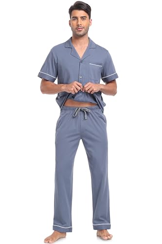 COLORFULLEAF Men's 100% Cotton Pajamas Set