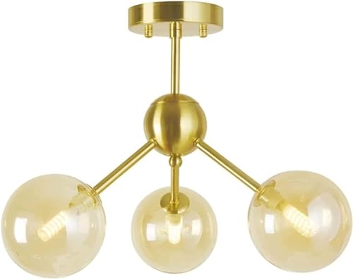 Plafonnier globe moderne anti éblouissement avec trois verres fins