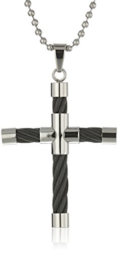 Lavari - Stainless Steel Cross Pendant Cable Black Ion Plating 22" Chain