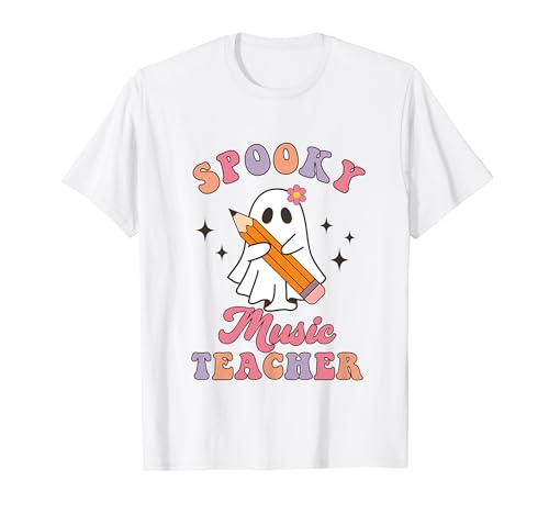 Spooky Music Teacher Halloween Music Teachers Costume Ghost Maglietta