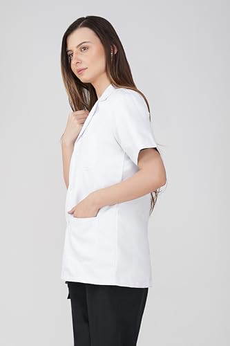 Image of PRAGATI TRENDS Women's Lab Coat Half Sleeves - Polycotton Blend, Button Closure, White - Medical, Doctor, Dentist, Hospital Use