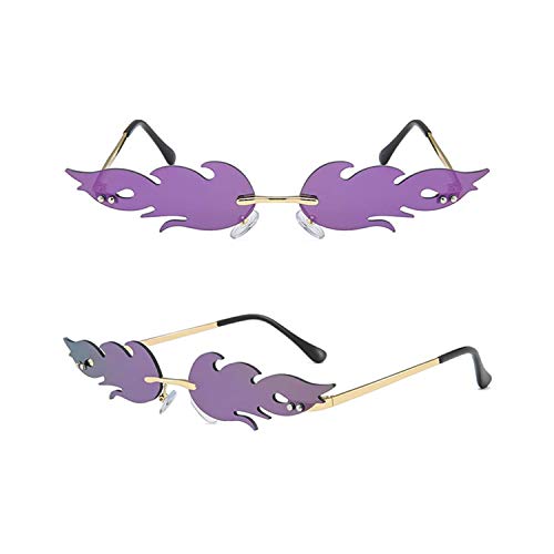 Fire Flame Sunglasses Rimless Wave Glasses Fire Shape Eyewear for Party2
