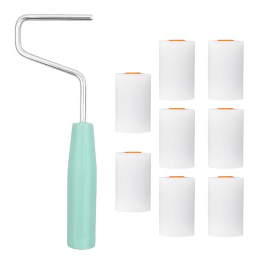 9 pièces kit rouleau peinture,avec 8 Manchons petit rouleau peinture,petit rouleau peinture,Poignée antidérapante, Pour Décoration Murale et Plafonds