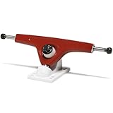 Atlas Truck Co. Kingpin Ultralight Longboard Trucks, 180mm 48 Degree 8mm Reverse Kingpin, Red/White (Set of 2)