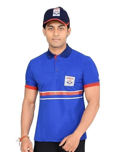 Men’s Petrol Pump Uniform Polo T-Shirt – Blue Half Sleeve Workwear, Comfortable Staff Dress for Service, Industrial and Daily Use-picture-50