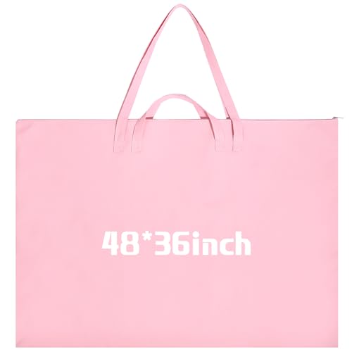 Image of Abbylike 1 Pcs 48 x 36 Inch Art Portfolio Bag Large Size Art Supply Bag with Nylon Shoulder Waterproof Poster Board Painting Drawing Sketch Storage Carry Case for Artwork Gift Supplies (Pink)