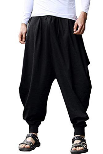 Hotmiss Men's Hip Hop Elastic Waist Loose Casual Harem Baggy Joggers Pants