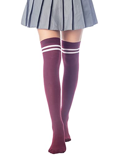 Image of iB-iP Women's Football Style Stripes Sports Thigh High Long Socks