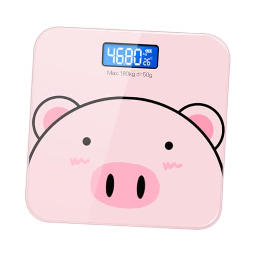 TOYANDONA Báscula Electrónica para Medir Peso Corporal Diseño de Dibujos Animados Vidrio Templado Carga USB Pantalla LCD de Alta Definición y Sensor Inteligente Adecuado para Uso