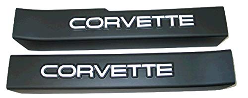 1988-89 Corvette Door Sill Protection Covers Black with White Logo