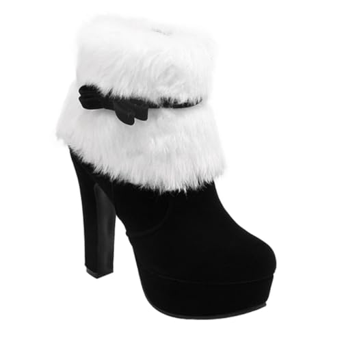 Chaussures hiver pour femmes avec fermeture éclair et talon épais stable