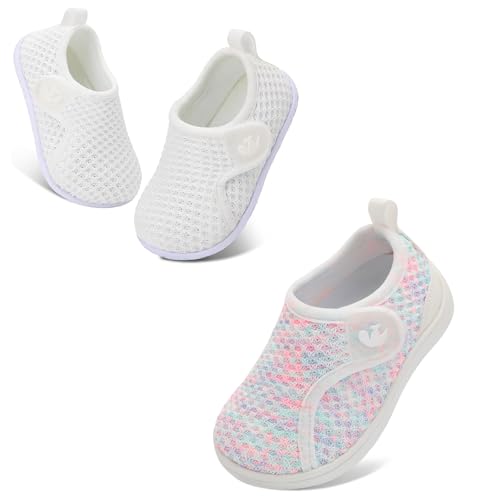 FEETCITY Baby Sneakers Boys Girls Slip On Shoes First Walking Crib Shoes