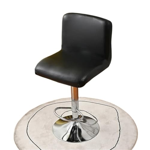 SparklWLeaf PU Leather Bar Stool Chair Cover Stretch Office Slipcovers Elastic Waterproof Short Back Chairs Covers para Taburete de Bar(Black)