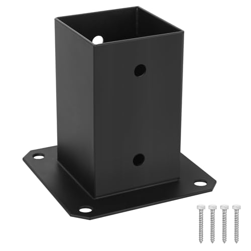 Support Poteau Bois 90 x 90 x 150 mm, Manchon à visser, Douille à Visser pour Poteaux en Bois, Support de Poteau Plaque de Sol Base pour Clôture Balustrade de terrasse Boîte aux lettres