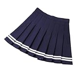 SOLARAMINDS Pleated Tennis Skirt Womens Athletic Golf Sport Outfits Workout Running Mini Sports Skirt Sports Shorts-Navy Blue-L