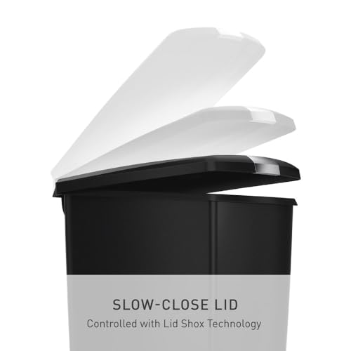 simplehuman 40 Liter / 10.6 Gallon Slim Kitchen Step Trash Can, Black Plastic Bin With Secure Slide Lock