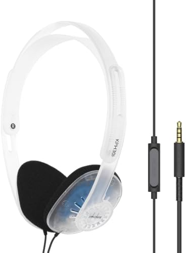 Koss KPH30iCL On-Ear Headphones, in-Line Microphone and Touch Remote Control, D-Profile Design, Wired with 3.5mm Plug (Clear)