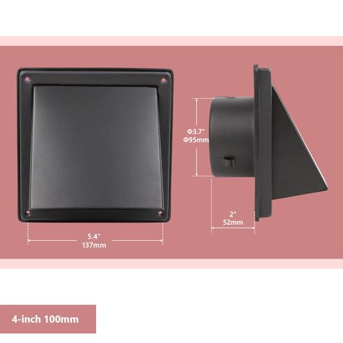 WeCooper Wetterschutzgitter Außenbereich 100mm Lüftungsgitter Edelstahl Schwarz mit Insektenschutz und Vogelschutzgitter Abnehmbare Ablufthaube