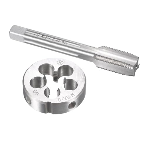TOP-VIGOR M13 x 1mm Metric Tap and Die Set, Machine Thread Screw Tap with Round Threading Die