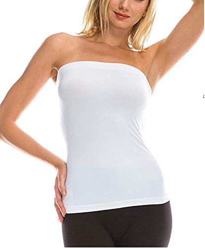plumbury Women's Seamless Strapless Bandeau Tube Top Camisole, Free Size-picture-36