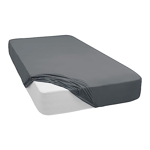 Mixibaby Spannbettlaken Jersey Spannbetttuch 100% Baumwolle Bettlaken Spannbettuch Laken 28 Farben, Größe:160 x 200 cm, Farbe:Dunkelgrau