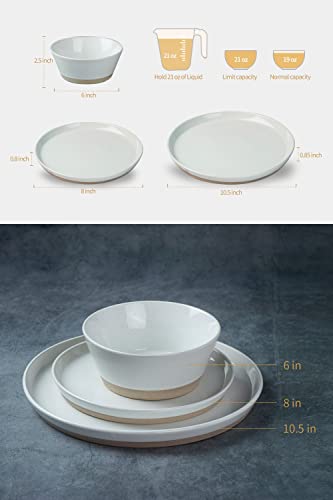 Famiware Saturn Dinnerware Sets, 12 Piece Dish Set, Plates And Bowls Sets For 4, White #TOP6