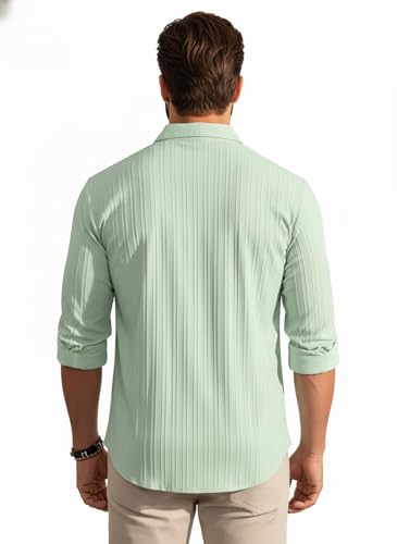 Image of Amazon Brand - INKAST Men's Casual Button Down Shirts Long Sleeve Linen Shirt Fashion Textured Beach Summer Shirt