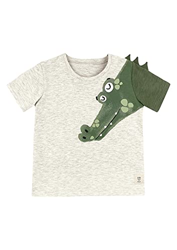 Camiseta infantil PUC crocodilo 3D estampa interativa Cor:cinza;Tamanho:2 anos
