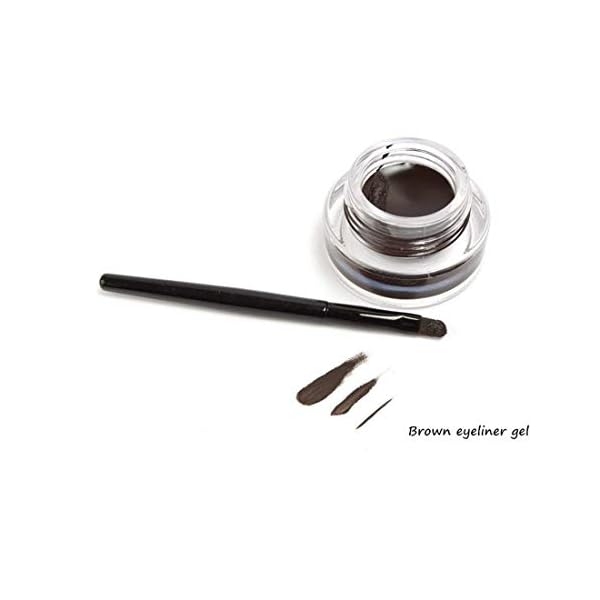 2 in 1 Black and Brown Gel Eyeliner Set Water Proof Smudge Proof, Last for All Day Long, Work Great with Eyebrow, 2 Pieces Eye Makeup Brushes Included