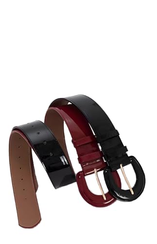 Womens 2In Wide Patent Leather Waist Belt For Dresses Coat With Big Buckle - Ladies Fashion Waistbands Belts3