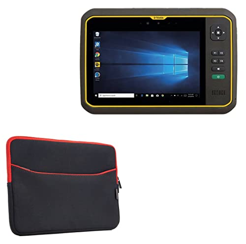 BoxWave Case Compatible with Trimble T7 - SoftSuit with Pocket, Soft Pouch Neoprene Cover Sleeve Zipper Pocket - Jet Black with Red Trim
