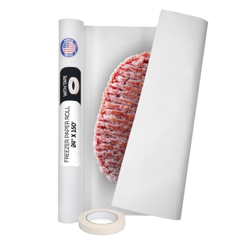White Freezer Paper Roll 24" x 1800" (150 feet) with Freezer Tape, USA-made by IDL Packaging - Used condition - US$28.09