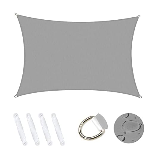 MOBESV Voile d'ombrage Rectangulaire 4x5m, Abri de Jardin 95% UV Block Sunscreen Auvent Toile Ombrage Étanche Durable pour Extérieur Patio Jardin Cour Arrière Camping Piscine - Gris