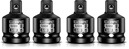 Image of MTO 2-Piece 3 /8 inch Female to 1 /4 inch Male Impact Socket Adapter, 3 /8-Inch Impact Socket Reducer, Chrome Molybdenum Alloy Steel, for Impact Wrench & Ratchet Use (Pack of 2)