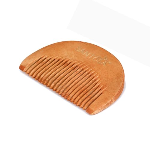 Image of Santosa Kacchi Neem Wooden Comb, Soaked in 14 Herbs & Neem, Coconut and Sesame Oils, for Hair Growth, Detangling, Frizz Control, Hair Shine, Hairfall and Dandruff, All Hair Types (Beard)