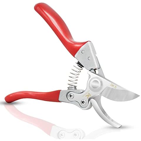 JINJIAN Secateurs - Professional Garden Pruning Shears, Bypass Tree Trimmers Scissors with Japan SK5 Steel Blade & Ergonomic Soft-Grip Handle for Gardening Branches Stems, Flowers (Red)… Cover